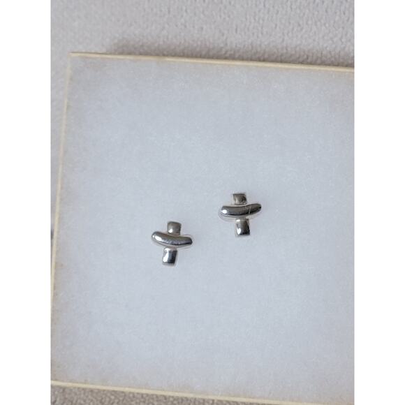 Sterling Silver Cross Stud Earrings - Picture 3 of 3